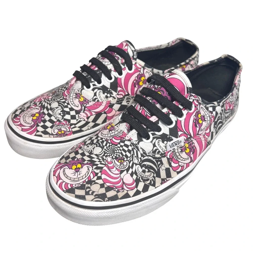 Vans Authentic Disney Cheshire Cat Women 10.5 Mens 9 Alice in Wonderland Checker